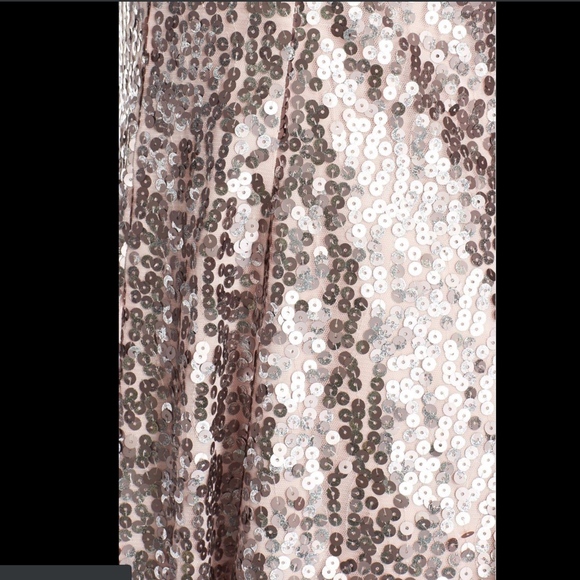NWT Eliza J Sequin Mesh Fit & Flare Dress in Pink Rose‎ Gold [SZ 6 ] - Picture 3 of 5